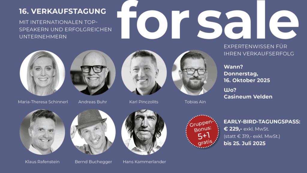 Ankündigung FOR SALE Fachtagung 2025 mit Bernd Buchegger
